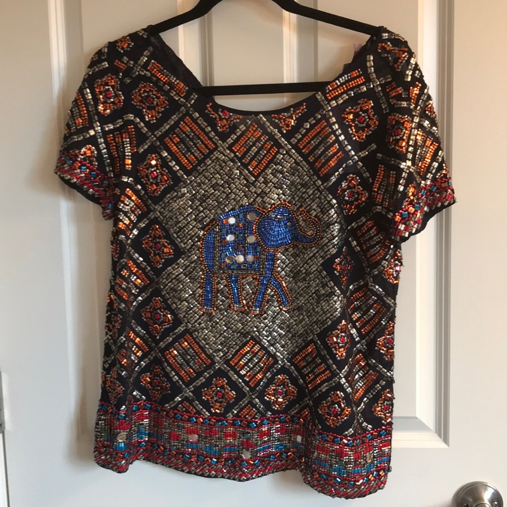 Calypso St Barth elephant beaded top. NWT.